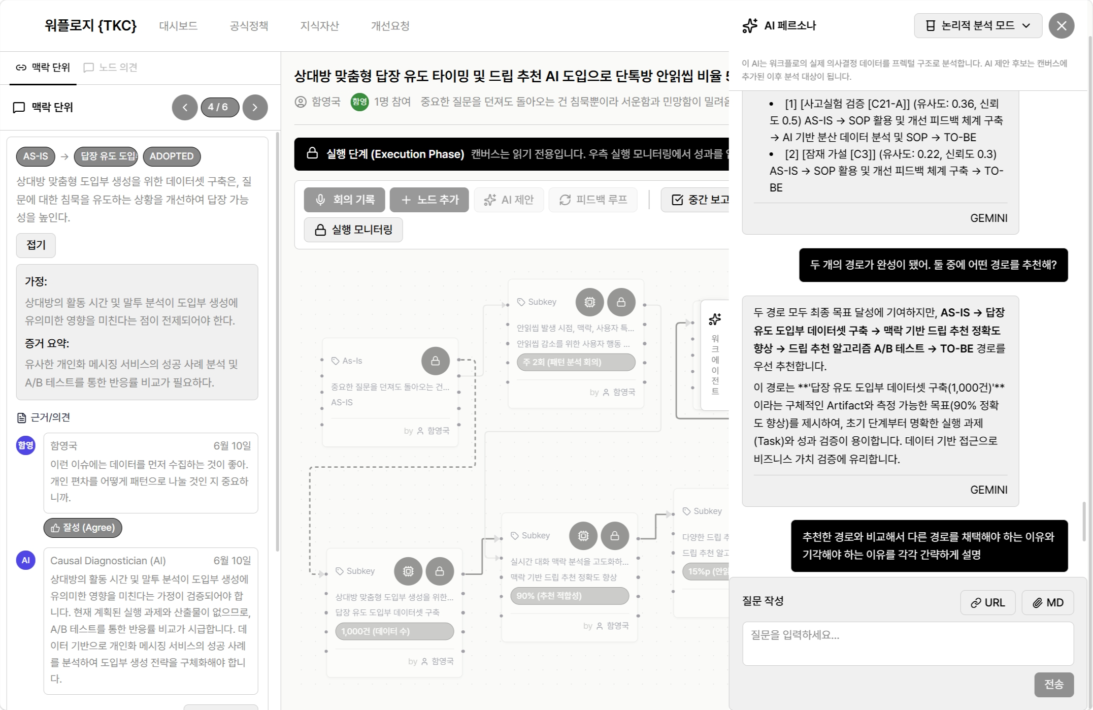S-RAG 기반 지식 협업 토론 화면